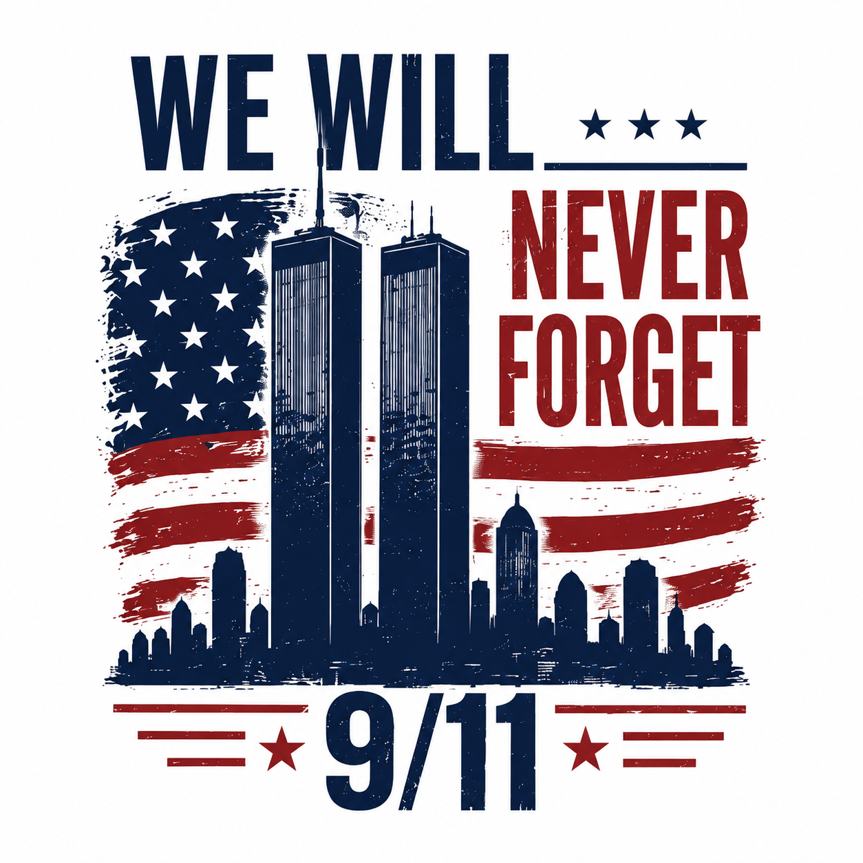 9/11 Memorial Car Window Decal – We Will Never Forget Tribute Sticker