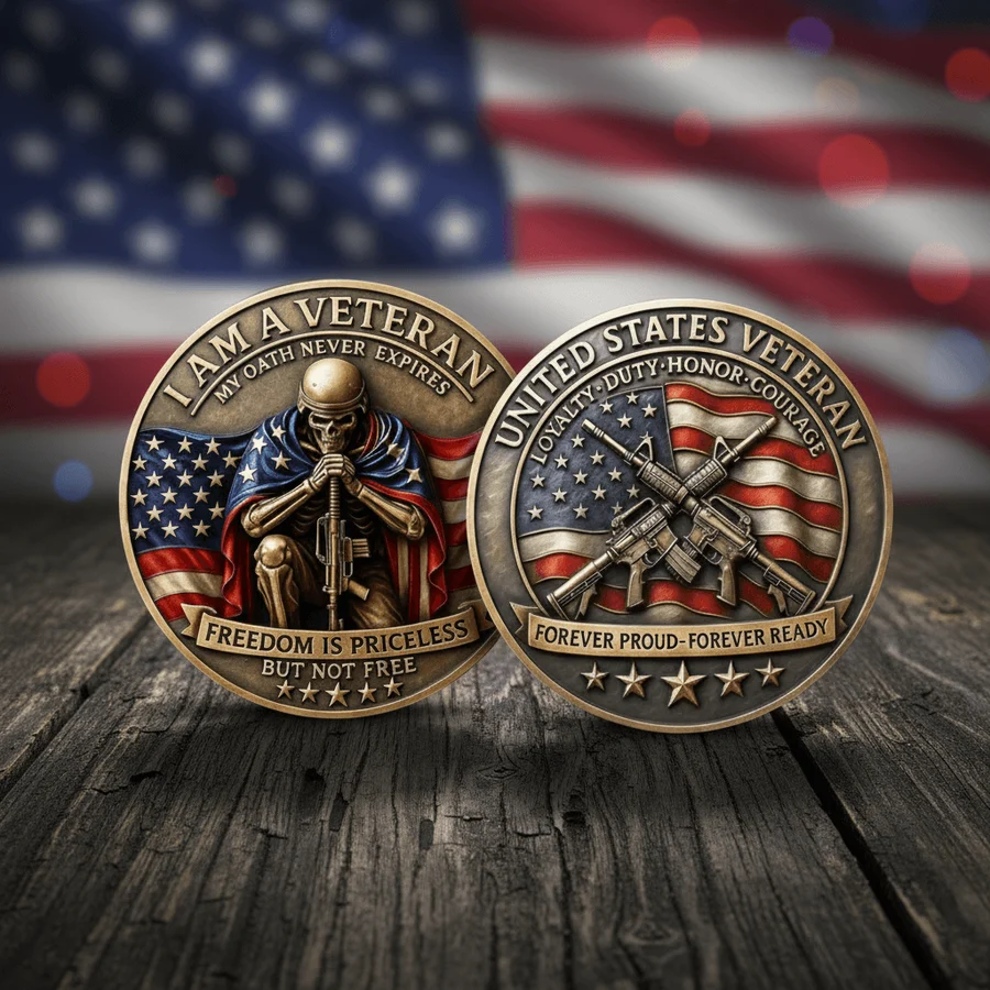 I Am a Veteran – My Oath Never Expires 🪖 Military Collectible Coin 🎖️