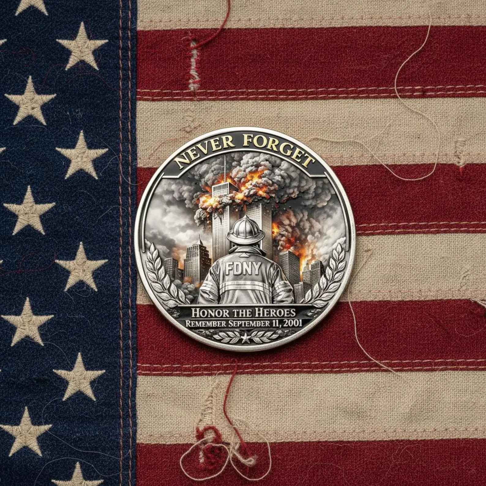 9/11 Never Forget Coin – FDNY Honoring the Heroes 25th Anniversary Commemorative Collectible Gift