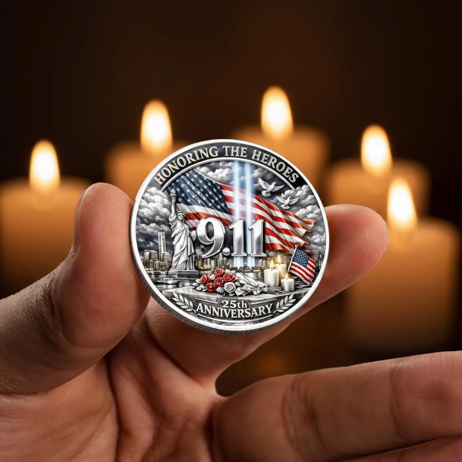 9/11 Never Forget Coin – FDNY Honoring the Heroes 25th Anniversary Commemorative Collectible Gift