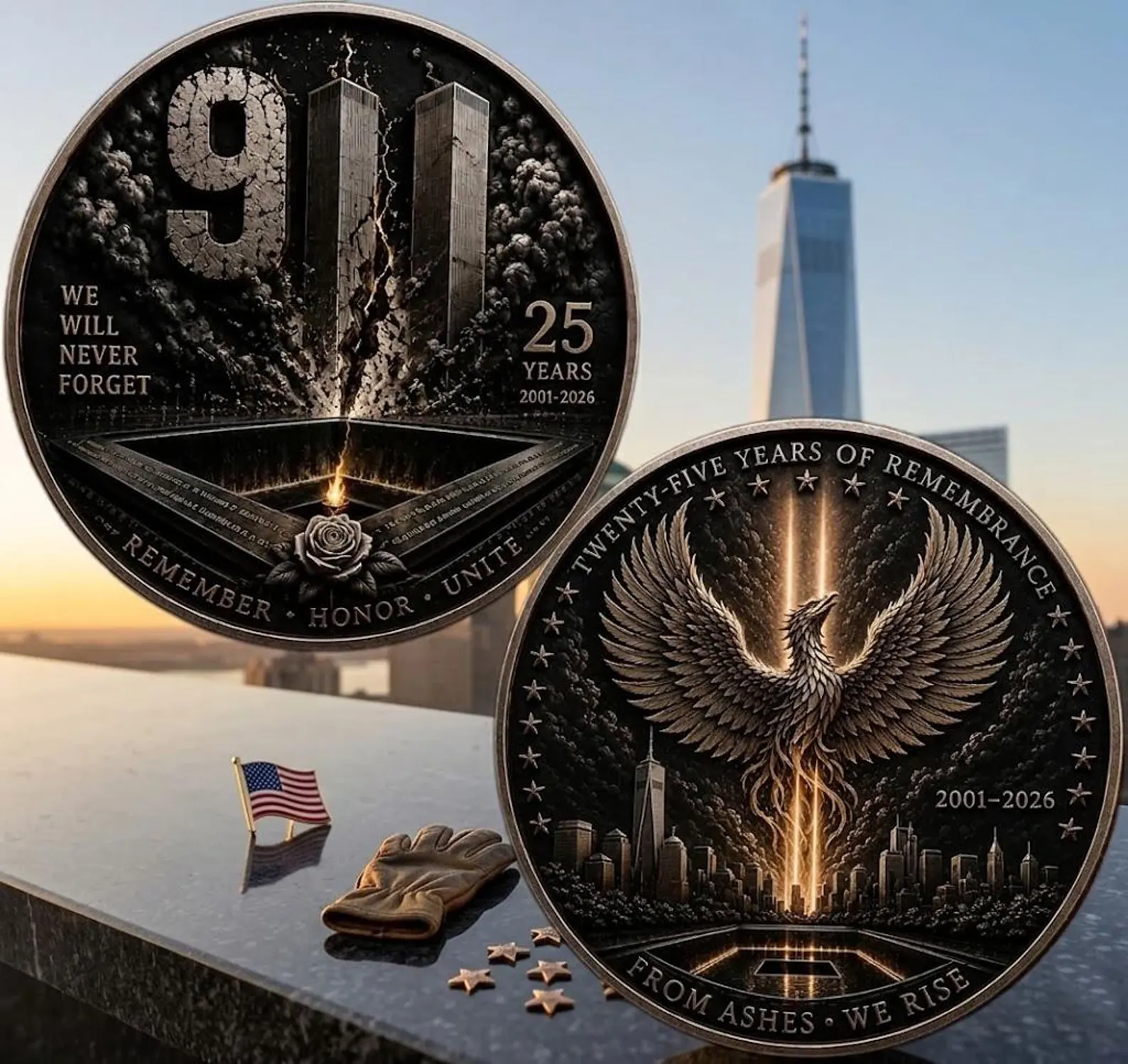 9/11 25th Anniversary Memorial Coin – Never Forget 2001–2026 | Remembrance Challenge Coin 🎖️ | Last Day 50% OFF 🔥
