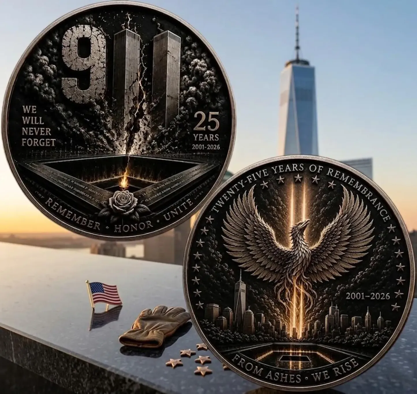 9/11 25th Anniversary Memorial Coin – Never Forget 2001–2026 | Remembrance Challenge Coin 🎖️ | Last Day 50% OFF 🔥