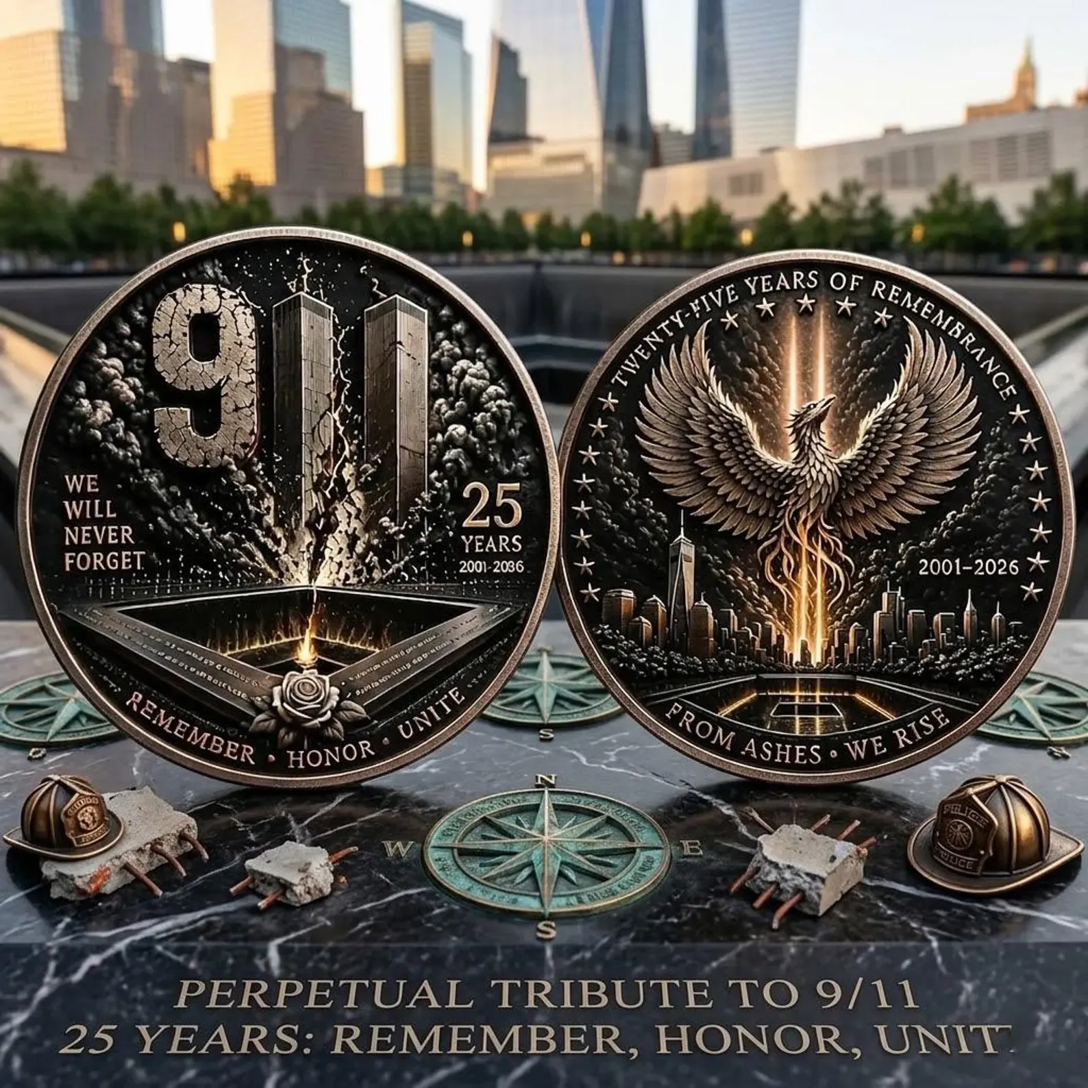9/11 25th Anniversary Memorial Coin – Never Forget 2001–2026 | Remembrance Challenge Coin 🎖️ | Last Day 50% OFF 🔥