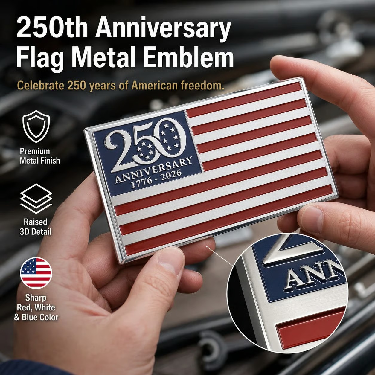 BUY 1 GET 1 FREE 🔥★250th Anniversary Metal Flag Emblem★