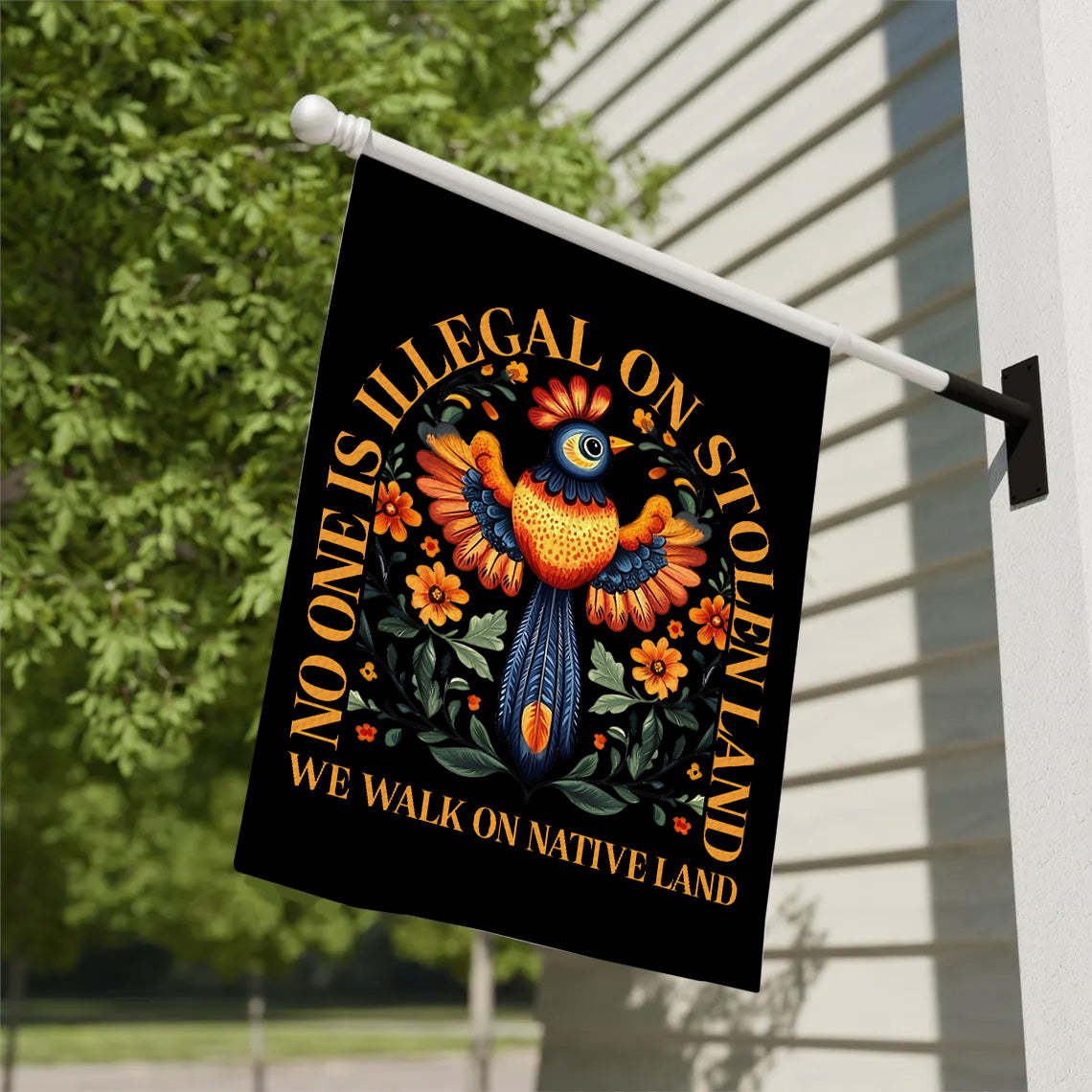 No One Is Illegal On Stolen Land Garden Flag