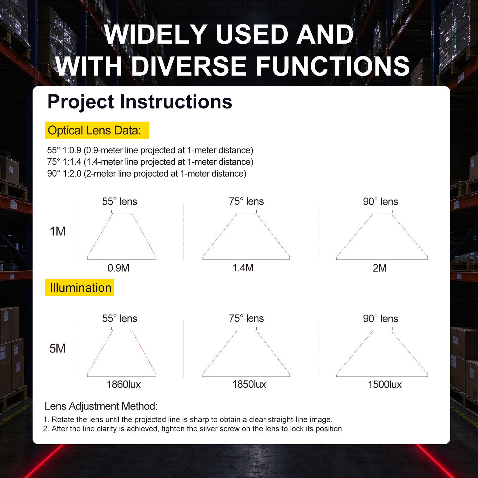150W Virtual Line Floor Marking Projection of Warehouse Safety Warning Line
