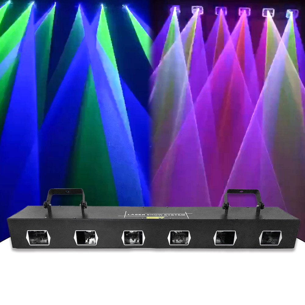 Full Color 6 Eye Long Line Laser Beam Light For Professional Stage Events Dj Night Clubs Party Pubs Bars