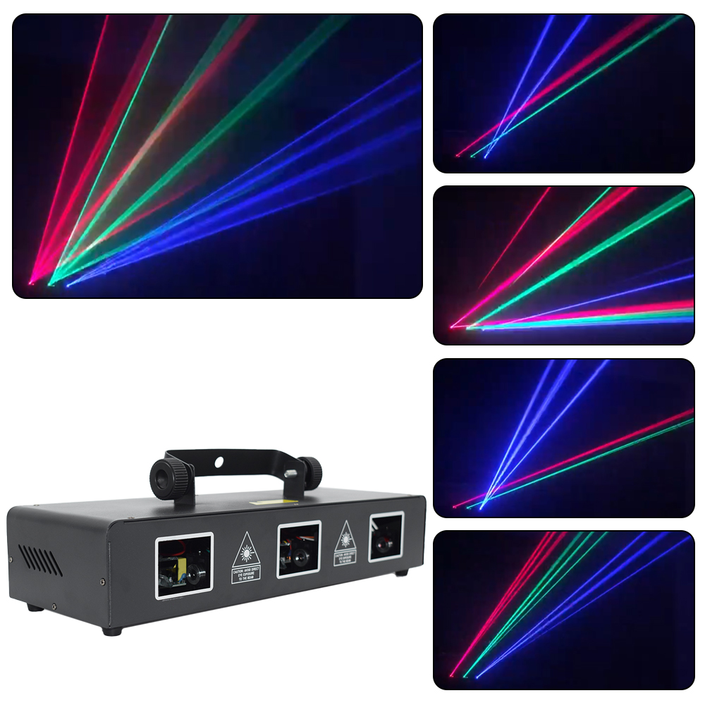 Professional LED Three-eye Rectangular Red Green Blue Laser Beam Lights DJ Bar Spotlights Flashing Laser Effect Stage Lights
