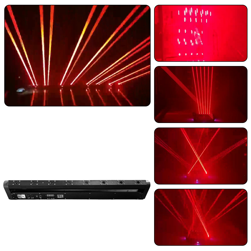 Nightclub Laser Lighting: 8-Eye Single Red, 500mw, DMX, 8000hr Life, CE-Certified