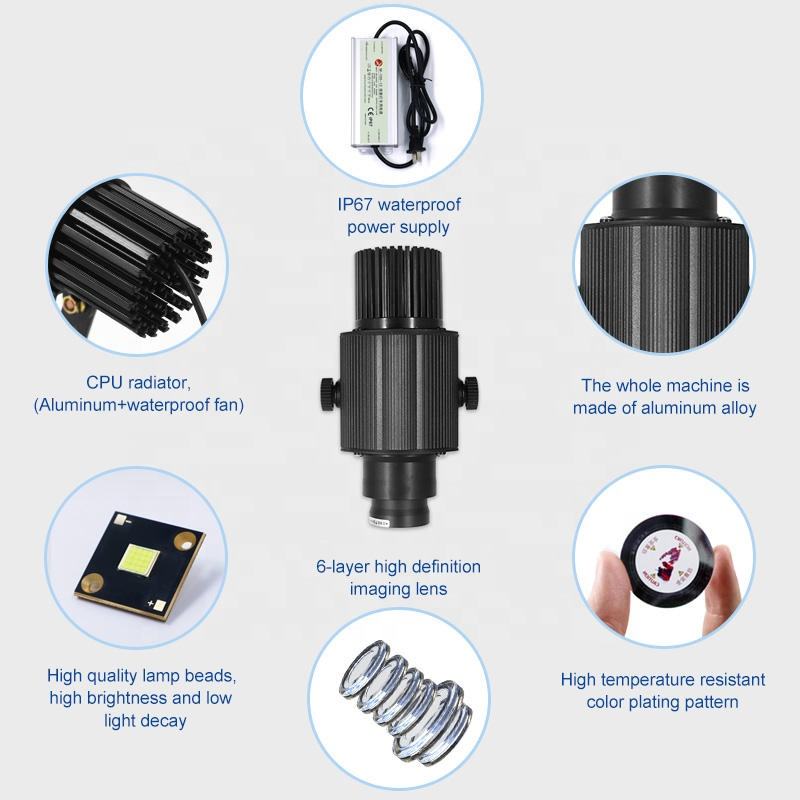 LVD/ISO/CE Premium 200W Rotating 7-Logo Gobo Projector Light - IP65 Waterproof, Ideal for Outdoor Use-JINGYU OPTOELEC