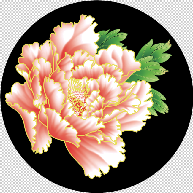 Pink Peony With Green Leaves: Gobo Impressions of the Flower Pattern A1-0002