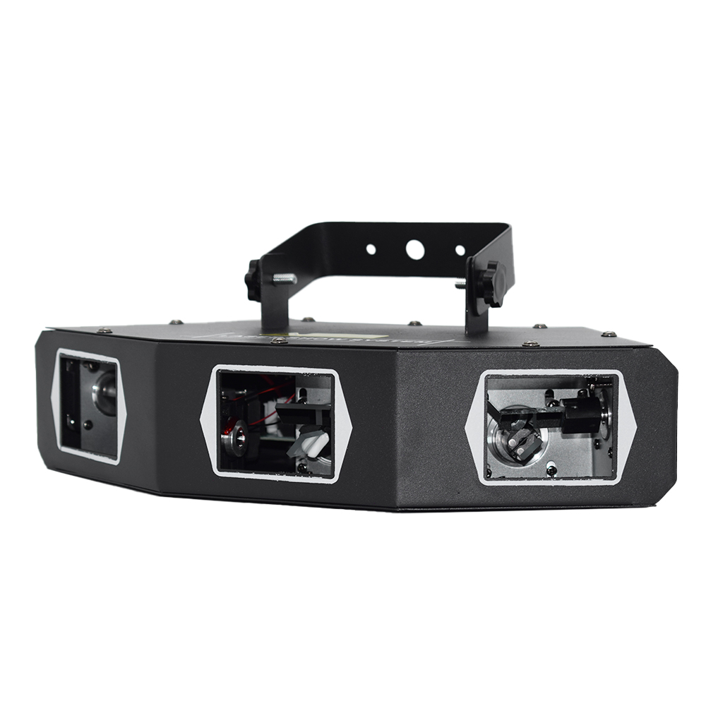 DJ Red Green Blue Color Lasers 3 Eyes Fan-shaped Laser Light DMX Sound Control Stage Lighting Projector for Disco Bar
