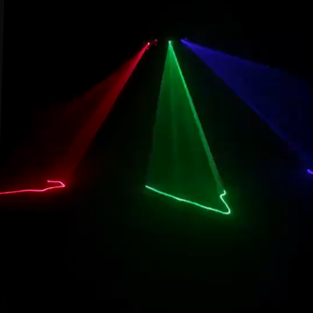 DJ Red Green Blue Color Lasers 3 Eyes Fan-shaped Laser Light DMX Sound Control Stage Lighting Projector for Disco Bar