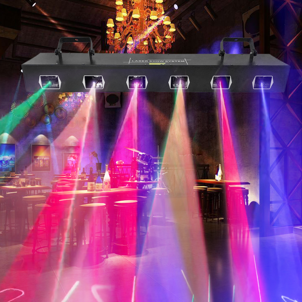 Full Color 6 Eye Long Line Laser Beam Light For Professional Stage Events Dj Night Clubs Party Pubs Bars