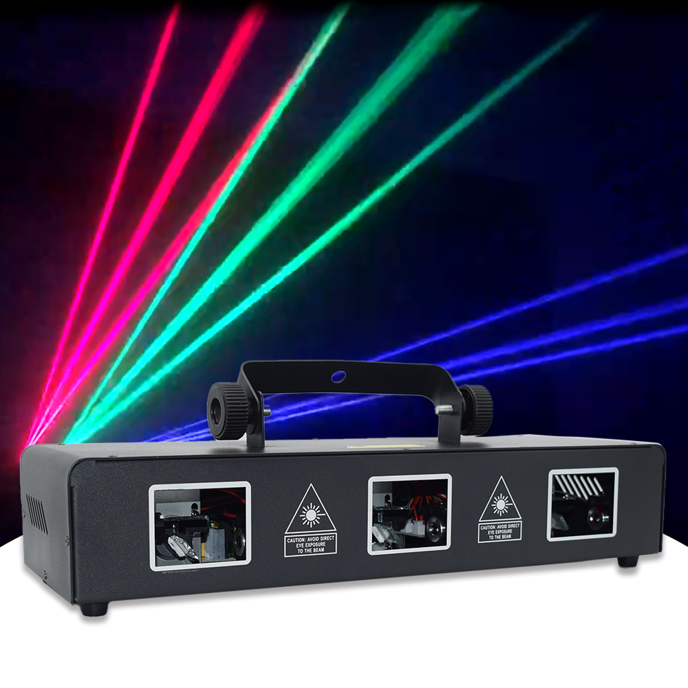 Professional LED Three-eye Rectangular Red Green Blue Laser Beam Lights DJ Bar Spotlights Flashing Laser Effect Stage Lights