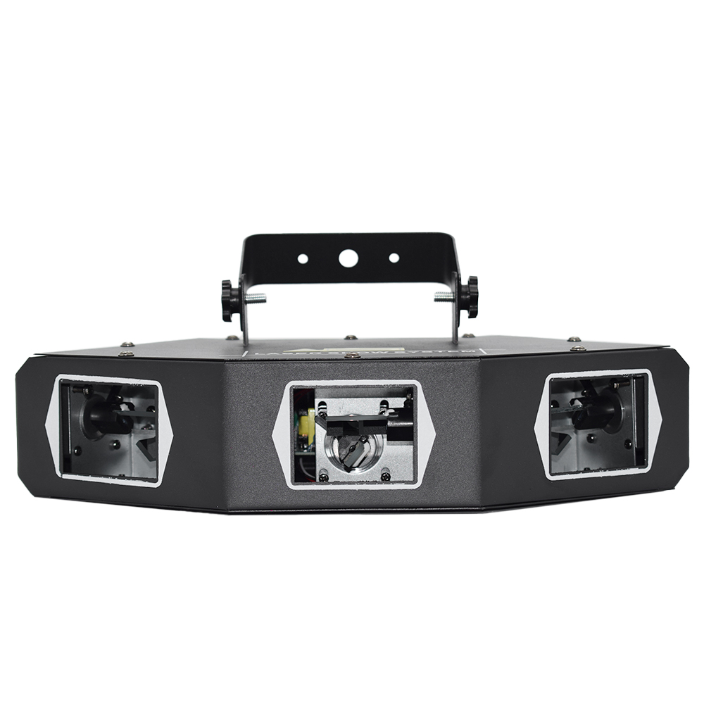 DJ Red Green Blue Color Lasers 3 Eyes Fan-shaped Laser Light DMX Sound Control Stage Lighting Projector for Disco Bar