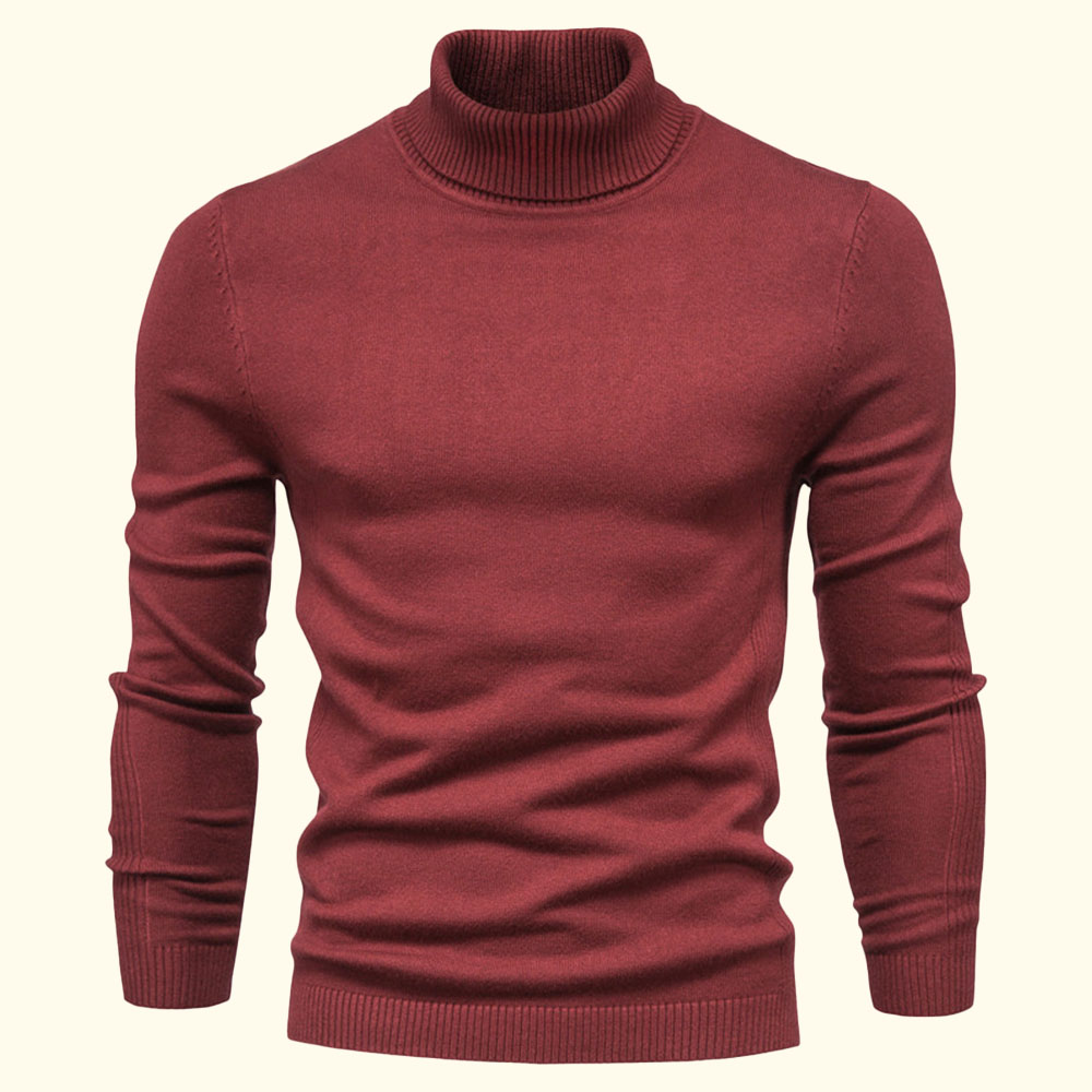 Figcoco Autumn and winter new casual men's solid color turtleneck pullover sweater