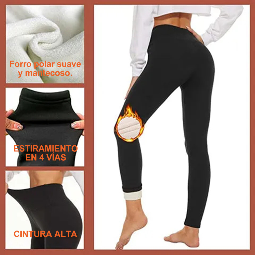 Olivoslindo Leggings elásticos cálidos de cintura alta sherpa gruesos