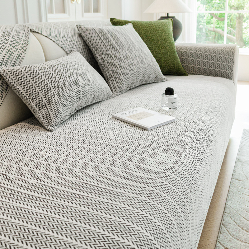 Solid Colour Chenille Anti-scratch Herringbone Sofa Cover