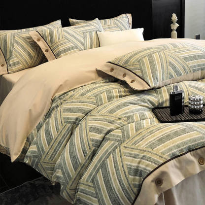 Colourful Geometric Ultra-Soft Brushed Cotton Button Bed Sheet Set