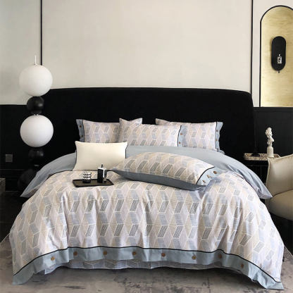 Colourful Geometric Ultra-Soft Brushed Cotton Button Bed Sheet Set
