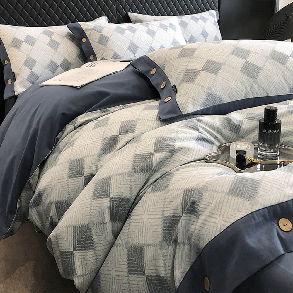 Colourful Geometric Ultra-Soft Brushed Cotton Button Bed Sheet Set