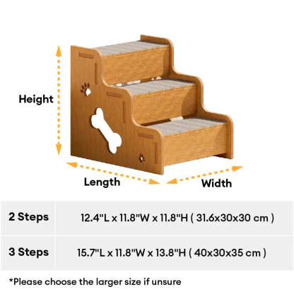 Safe Sturdy Wood Non-Slip Dog Ramp Steps