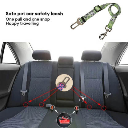 Adjustable Printed Nylon Dog Leash Pet Car Seat Belt