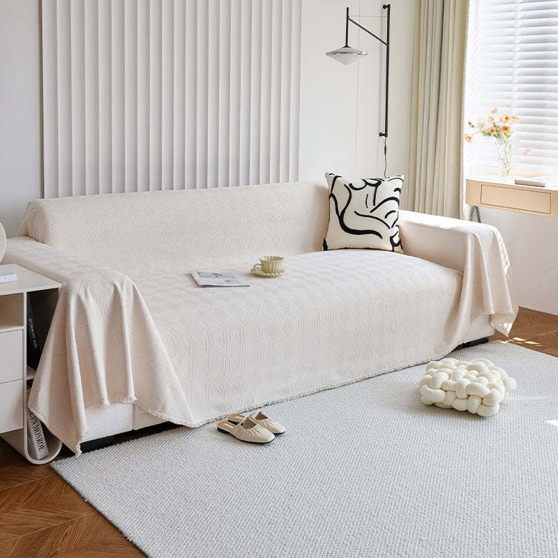 Diamond-Pattern Chenille Cat-Scratch Resistant All-Season Throw Sofa Cover