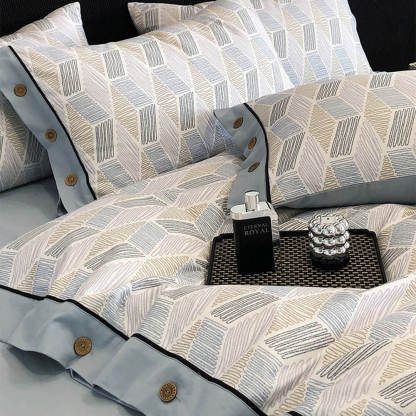 Colourful Geometric Ultra-Soft Brushed Cotton Button Bed Sheet Set