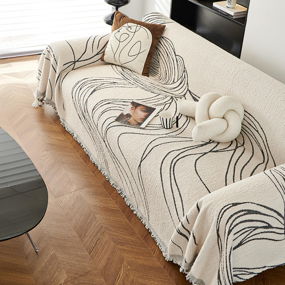 Minimalist Chenille Reversible Cat-Scratch Resistant Non-Slip Sofa Cov