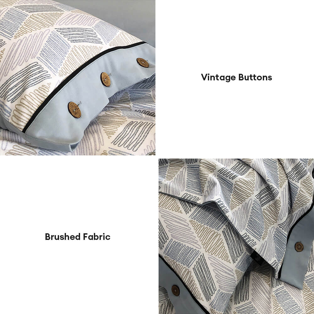 Colourful Geometric Ultra-Soft Brushed Cotton Button Bed Sheet Set