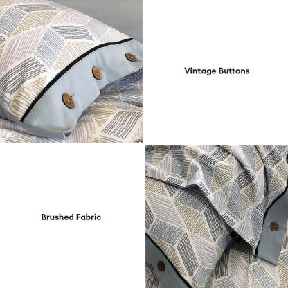 Colourful Geometric Ultra-Soft Brushed Cotton Button Bed Sheet Set