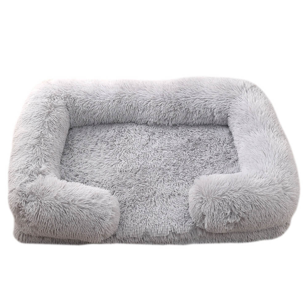 Long Plush - Square Surround Support Deep Sleep Dog Bed - FunnyFuzzy