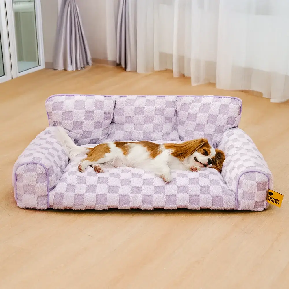 Chequered Fluffy Removable Orthopaedic Dog Bolster Bed – CosyNest