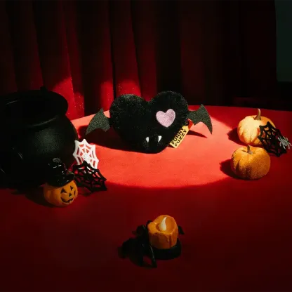 FUNNYFUZZY Halloween Plush Squeaky Dog Toy - Bat Heart