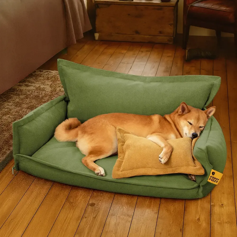 All-Season Chenille Dual-layer Removable Sponge Orthopaedic Dog Bed With Pillow