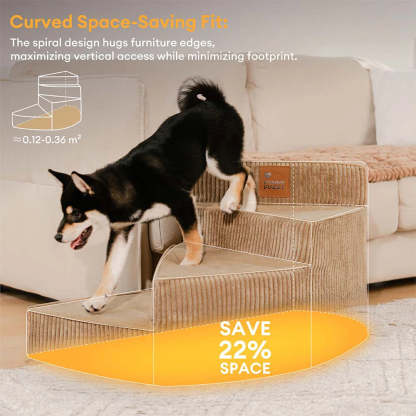 Cosy Corduroy Joint-Friendly Removable Spiral Pet Steps - CreamyStep