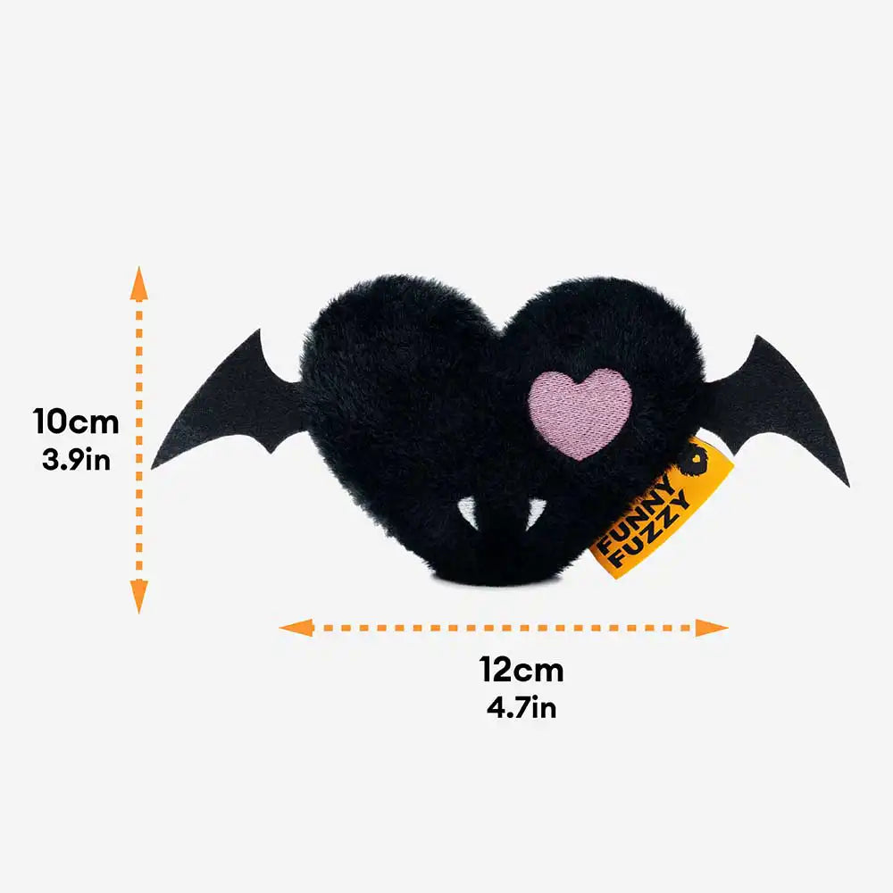 FUNNYFUZZY Halloween Plush Squeaky Dog Toy - Bat Heart