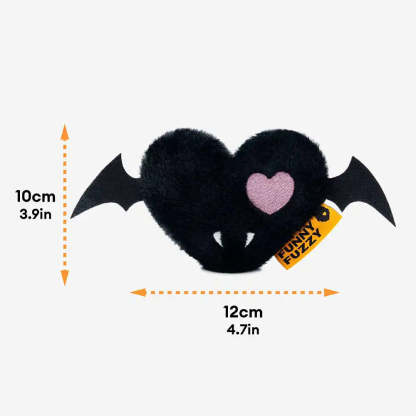 FUNNYFUZZY Halloween Plush Squeaky Dog Toy - Bat Heart