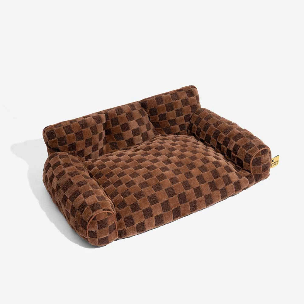 Chequered Fluffy Removable Orthopaedic Dog Bolster Bed – CosyNest