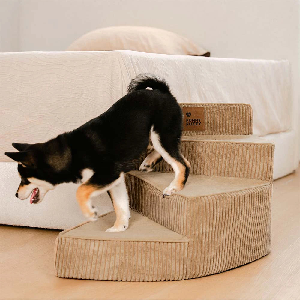 Cosy Corduroy Joint-Friendly Removable Spiral Pet Steps - CreamyStep
