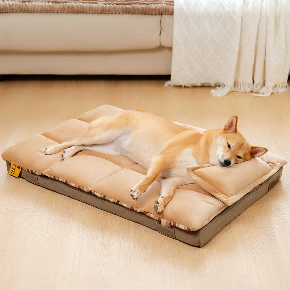 Trendy Striped Detachable Dual-layer Orthopaedic Dog Bed With Pillow - CloudNap