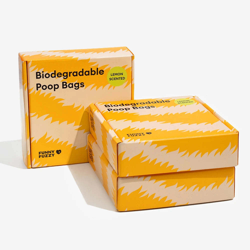 FUNNYFUZZY Lemon Scented Durable Recycled Poop Bags - Fresh Up