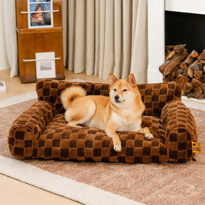 Chequered Fluffy Removable Orthopaedic Dog Bolster Bed – CosyNest