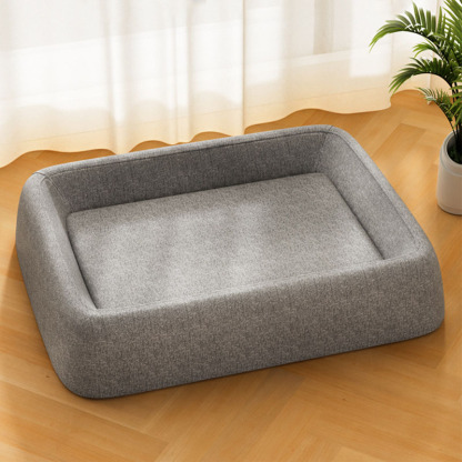 Grey Soft Breathable Square Dog Bed