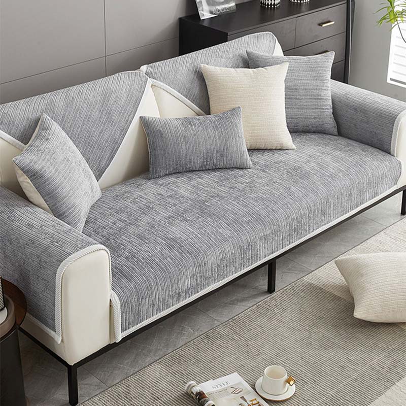 Simple Striped Chenille Anti-scratch Sofa Cover