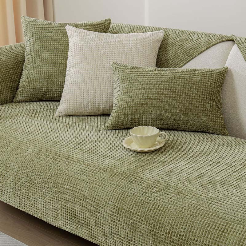 Delicate Waffle Chenille Fabric Furniture Protector Sofa Cover