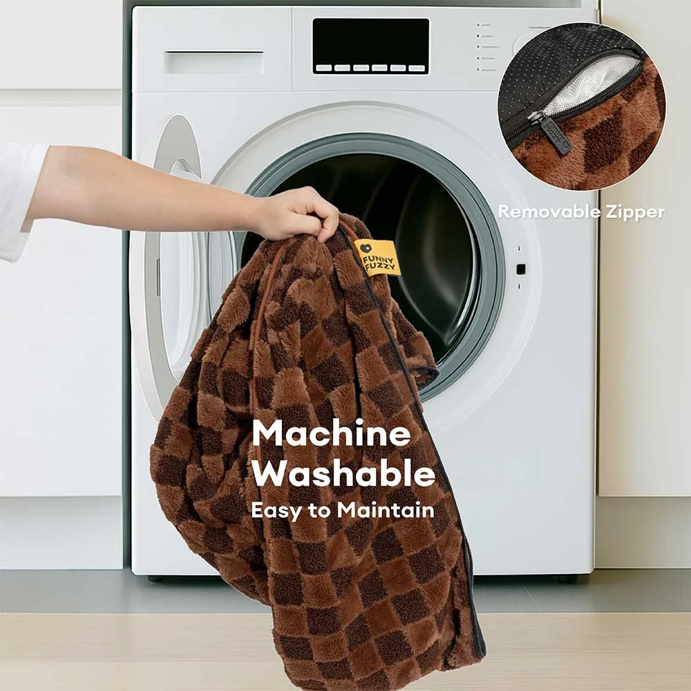 Chequered Fluffy Removable Orthopaedic Dog Bolster Bed – CosyNest