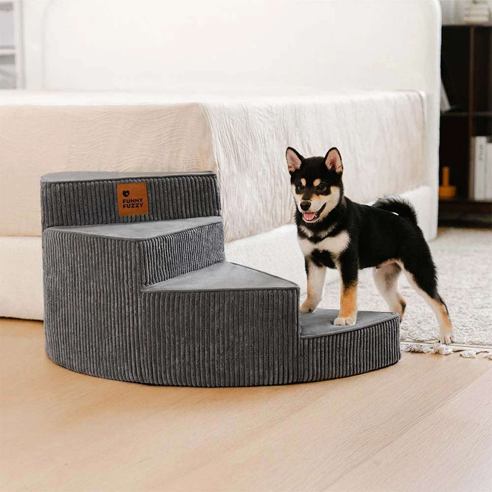 Cosy Corduroy Joint-Friendly Removable Spiral Pet Steps - CreamyStep